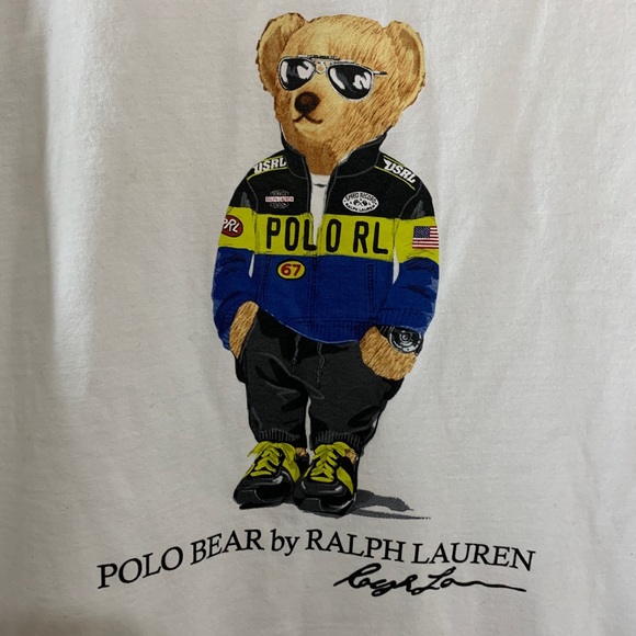 NWT Polo Ralph Lauren Racing Bear L/S Crewneck T-Shirt White Men's Size X-Large - Picture 2 of 12